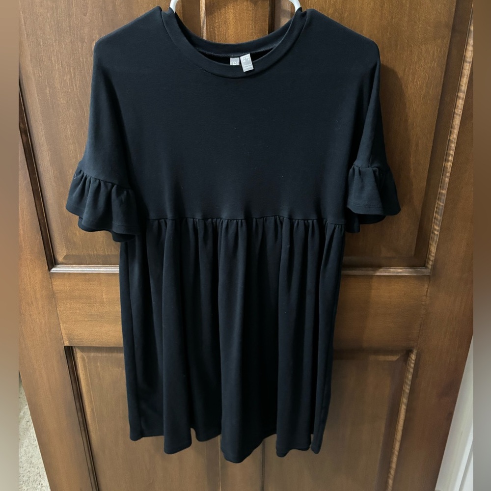 ASOS Black Cotton Short Sleeve Mini Dress